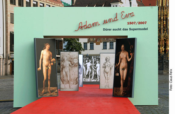 <p>Stadt Nürnberg<br>
Adam und Eva 1507/2007 - Dürer sucht das Supermodel</p>
